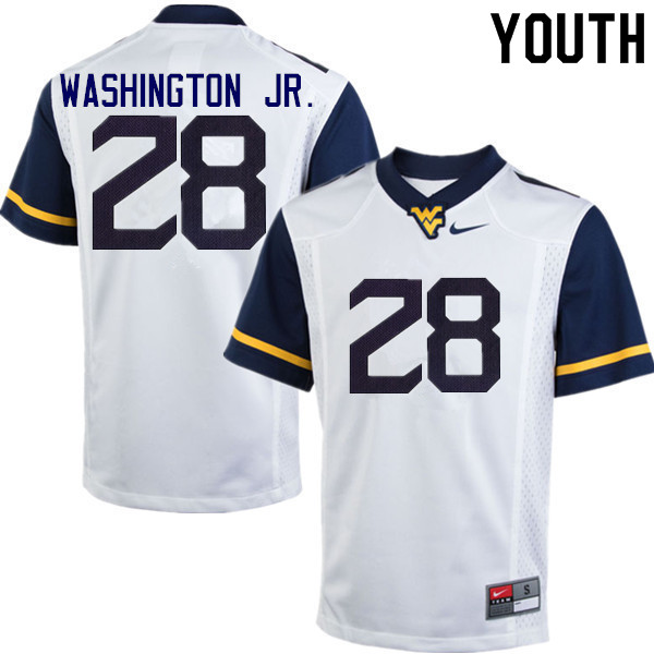 Youth #28 Keith Washington Jr. West Virginia Mountaineers College Football Jerseys Sale-White - Click Image to Close